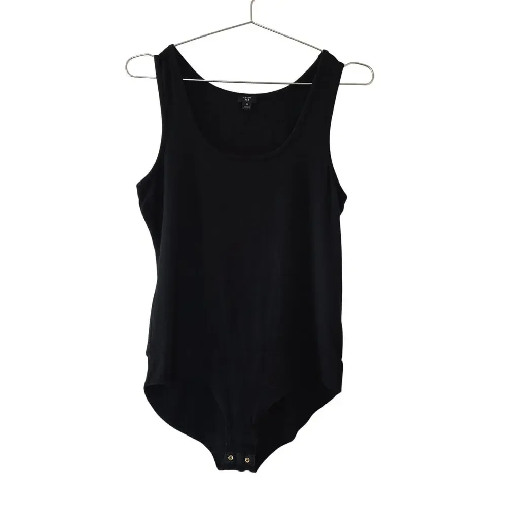 J Crew 365 Sleeveless Bodysuit Womens Size M Black Modal Stretch Scoop Neck